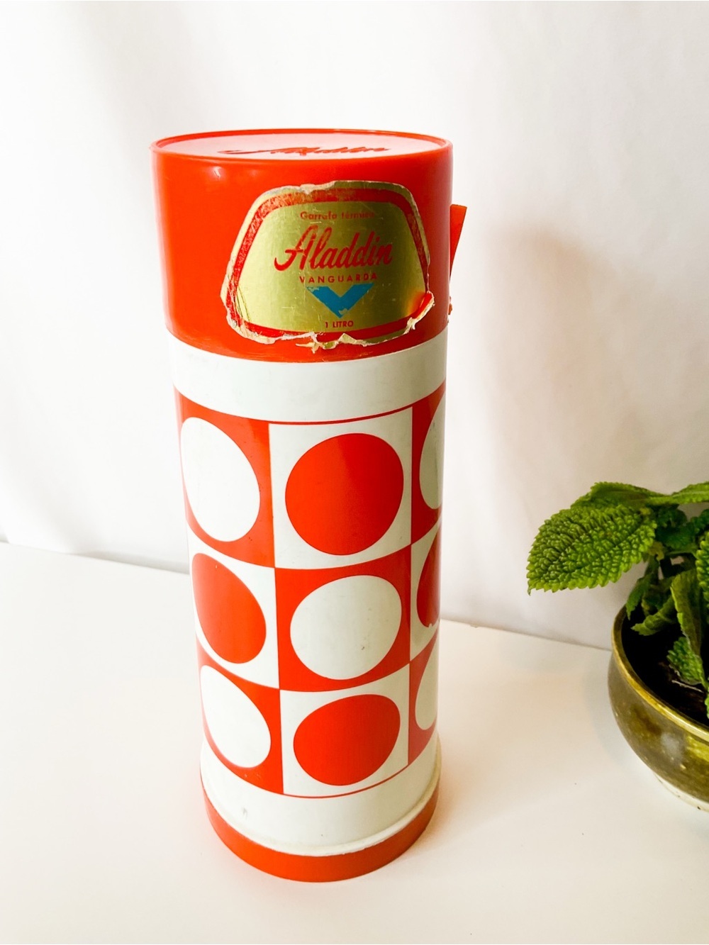 ALADDIN MCM Orange Retro Thermos Bottle - Midcentury Circles Design